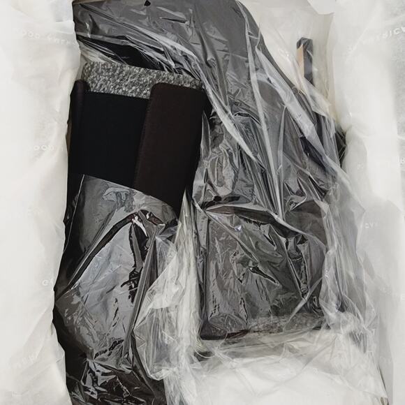 NEW Good American Chocolate Neoprene High Kickstand Heeled Ankle Boot - Picture 7 of 8